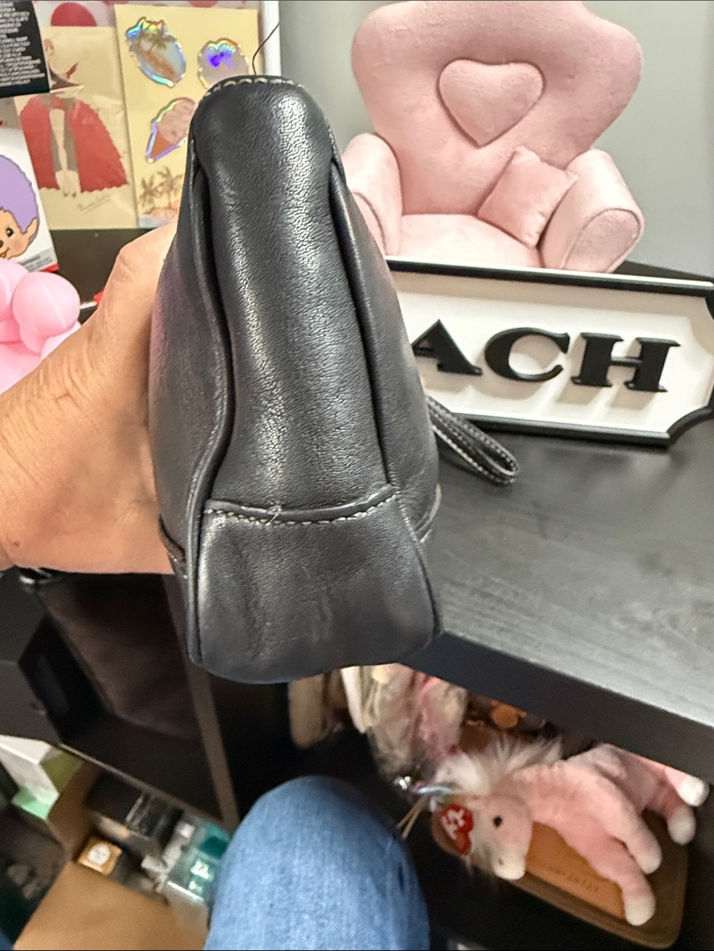 Coach Vintage Black Leather Hamptons Demi Pouch - Picture 5 of 10